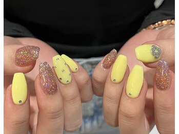 ワンカラー×フラッシュネイル