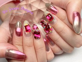 【ロングネイル】ミラーグラデ