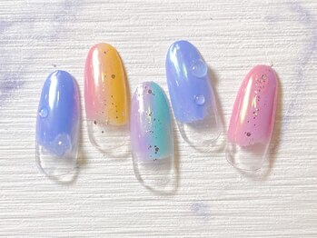 ネイルサロン インプレス(Impress)/カラフル塗りかけネイル