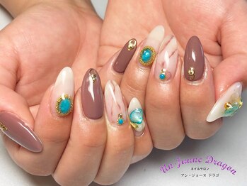 アン ジョーヌドラゴ/ブラウン☆大理石ネイル