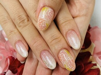 ダブルネイル(Double Nail)/【ほり】バラネイル