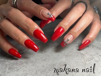 マカナネイル(makana nail)/ワンカラー＋アートアート2本