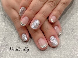 ガラスフレンチ×グリッター×春