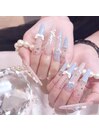 ロングフレンチ×チェックネイル