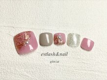 エストラッシュアンドネイル 銀座店(est lash&nail)/フットピンクミラーレースネイル