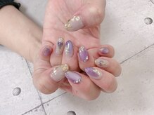 ネイル ビューティーマジック 葛西本店/パープルフラワーネイル