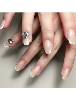 ミント(Mint.)/白フレンチ◇ジェルネイル