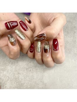 ボルドー×ブラウン