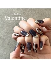 ネイルサロン ヴァレンタイン(nailsalon Valentine)/ネイビーレオパード柄ネイル