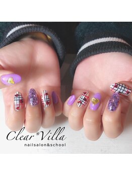 ネイルサロンクリアヴィラ(nail salon clear villa)/パープル×チェック