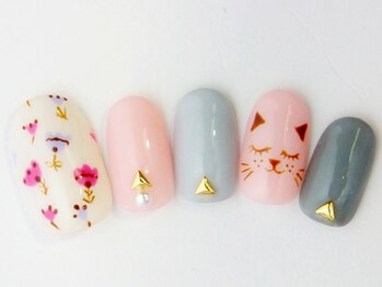 ネイルサロン ドレリッチ 大宮店(drerich)/ねこちゃん×フラワー