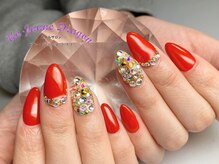 アン ジョーヌドラゴ/【自爪ネイル】赤ネイル