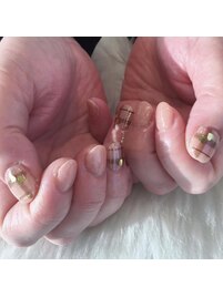 チェックｘハートネイル