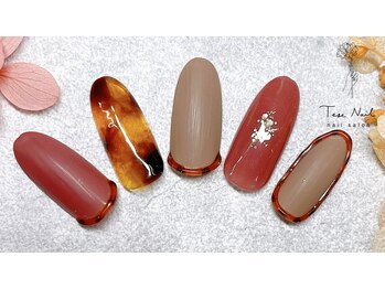 秋色ピンク×べっ甲ネイル♪