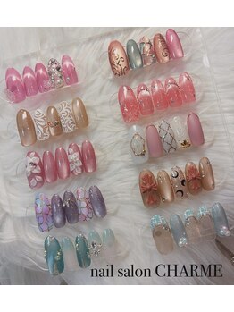 シャルム(CHARME)の写真/【持込相談OK】豊富なカラー＆メニュー◎シンプルネイル～トレンド、手描きデザインアートまでご用意♪