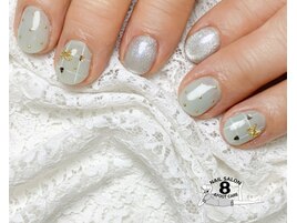 ショートネイル　リボン　ハート