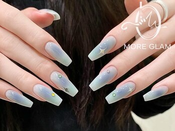 モアグラム 八王子店(More Glam)の写真/トレンドの韓国ネイル・ワンホンネイル◎美しく華奢に魅せる上品ネイル♪パーツも豊富で大満足のデザインに