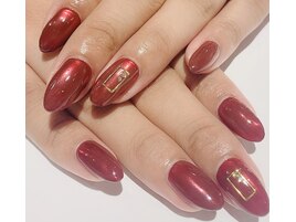 綺麗めミラーレッドネイル