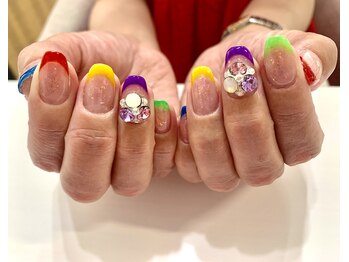 ゲンネイル(gen Nail)/カラフルネオンフレンチ☆