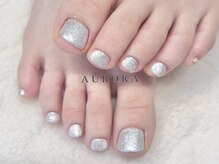 アウロラ 代々木上原(AURORA)/ラメ　シルバー　フットネイル