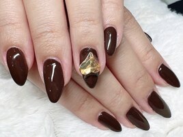 ＊ワンカラーネイルにハート＊