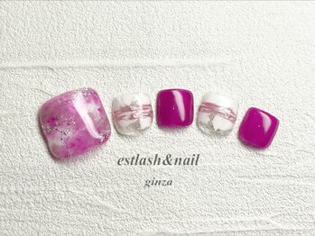 エストラッシュアンドネイル 銀座店(est lash&nail)/フットパープルマーブルネイル