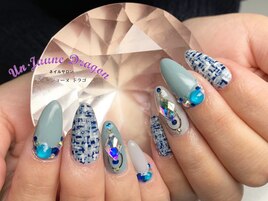 【ロングネイル】ブルーツイード