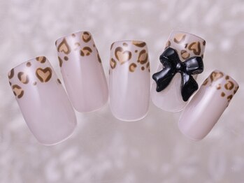 アイネイルズ 町田店(I nails)/ヒョウ柄フレンチリボン11500円
