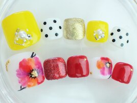 春夏フット　手描きフラワー