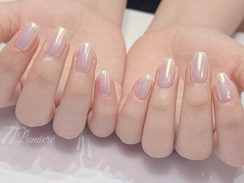 ネイル ルミエール 名古屋伏見店(Nail Lumiere)/ワンカラー/ミラーパウダー