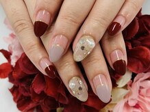 ダブルネイル(Double Nail)/【ほり】キラキラ丸フレンチ