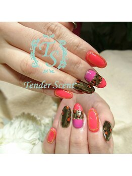 テンダーセント(Tender Scent)/レオパード柄ネイル
