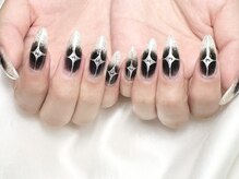 ヒールネイル(heal nail)/黒cheek×silver×kirakira～