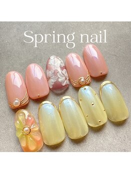 エン 武蔵新城店(en)/春ネイル/大人可愛い/お花ネイル