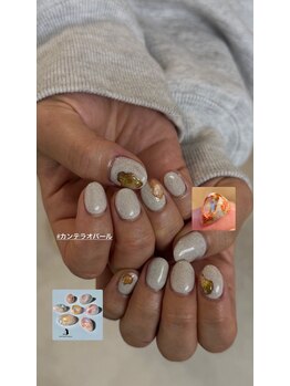 エム ネイル(emu nail)/天然石風手書きアート