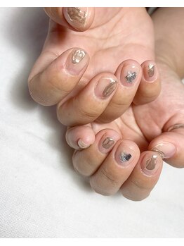 ユージューネイルルーム(UJU nail room)/ニュアンスシルバーアートネイル