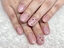 ワンカラーネイル、アート2本