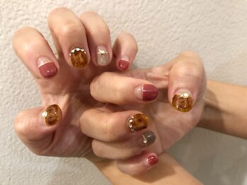 ニキ ヘアー ネイル(niki hair nail)/べっ甲×フレンチ