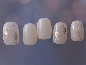 アイネイルズ 吉祥寺店(I nails)/シンプル淡色金箔ネイル