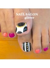 ネイルサロン グリッター(NAIL SALON glitter)/柄違いフットネイル