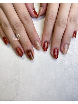 ウロネイルズ(ulo nails)/秋ニュアンスとゴールドアート