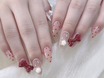 スペラ 大宮店(Spera)/乳白トレンドハートドットネイル