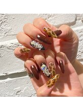 グラマラス プレジール 中野店(glamourous plaisir)/レオパード ボルドーネイル