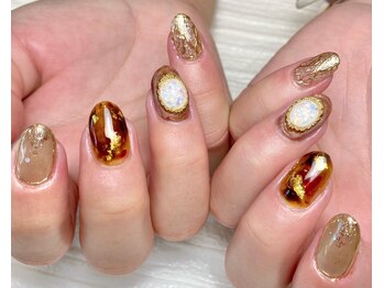 ラヴィネイル(La Vie Nail)/べっ甲/ミラーアート/秋ネイル