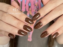 秋ブラウンワンカラーネイル