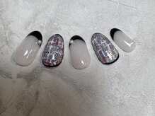 サンシャインネイル(Sunshine Nail)/ブラックフレンチ　ツィード