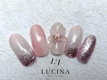 ネイルスタジオ ルキナ(LUCINA)/H-743キラキラ桜ネイル