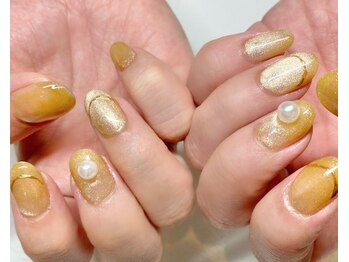 ラヴィネイル(La Vie Nail)/ミラー/ビックパール/秋ネイル