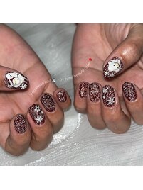 雪だるまフラッシュネイル