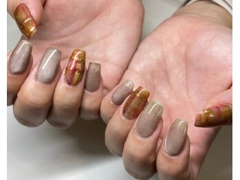 ラヴィネイル(La Vie Nail)/マグネット/チェック/秋ネイル